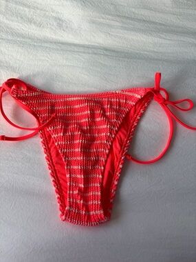 DSG Neon Coral Pink Smocked Bikini Bottoms NWOT